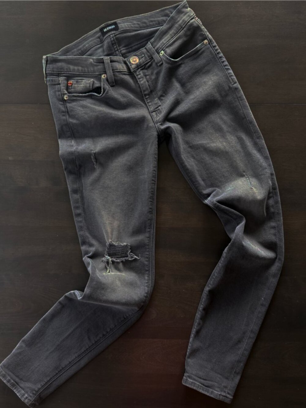 Hudson distressed black legging jeans size 27